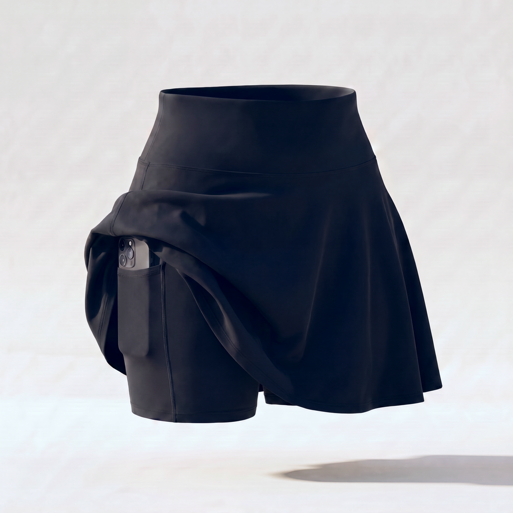 Blackberry No-Rub Skort — reveal: built-in short and phone pocket