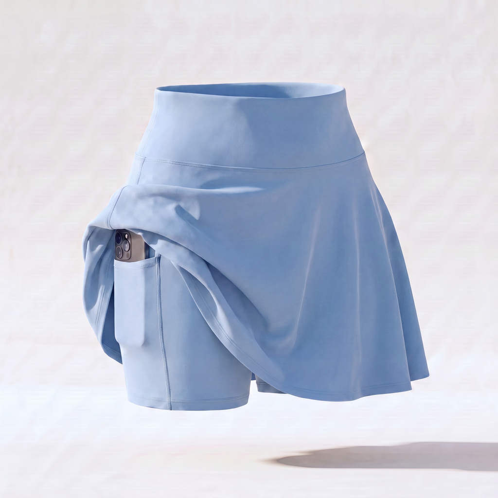 Bluebell No-Rub Skort — reveal: built-in short and phone pocket