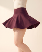 Plum Wine No-Rub Skort - flare detail