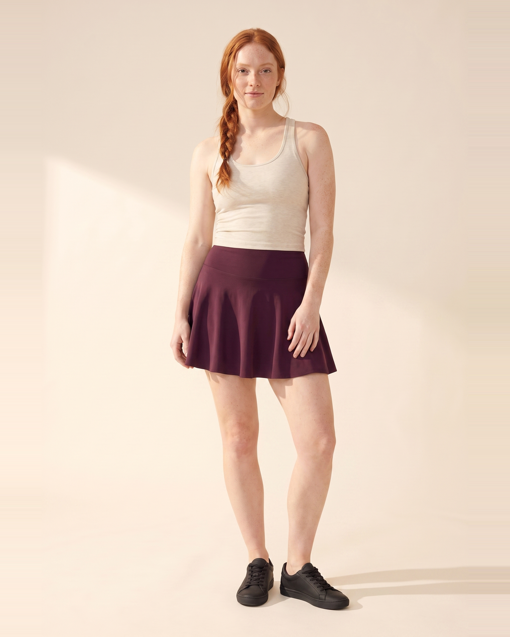 Plum Wine No-Rub Skort - full length